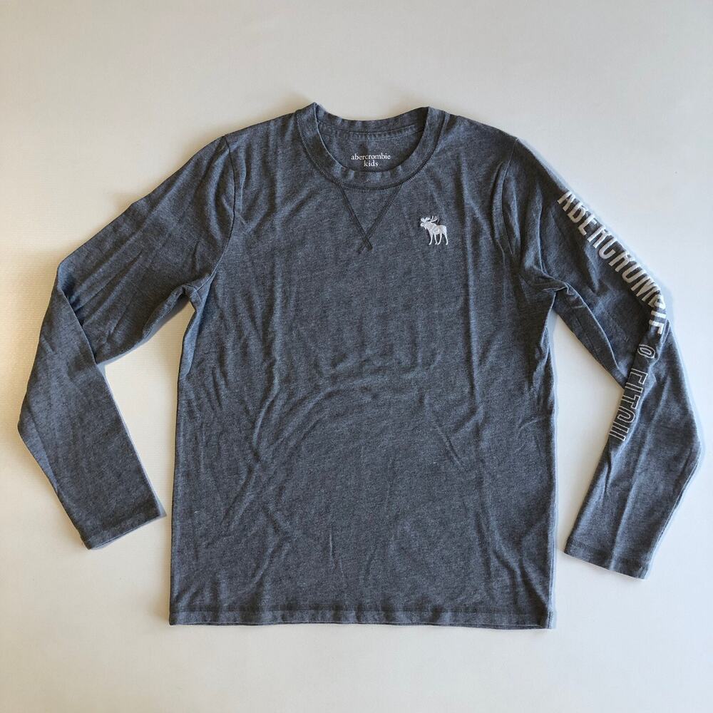 ABERCROMBIE & FITCH Kids Boys Gray LS Tee Shirt Sz 13/14